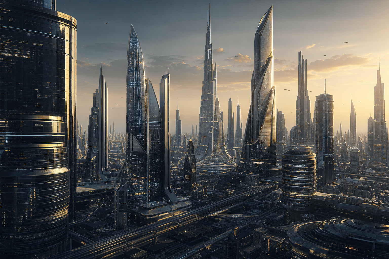 futuristic AI city skyline, cinema