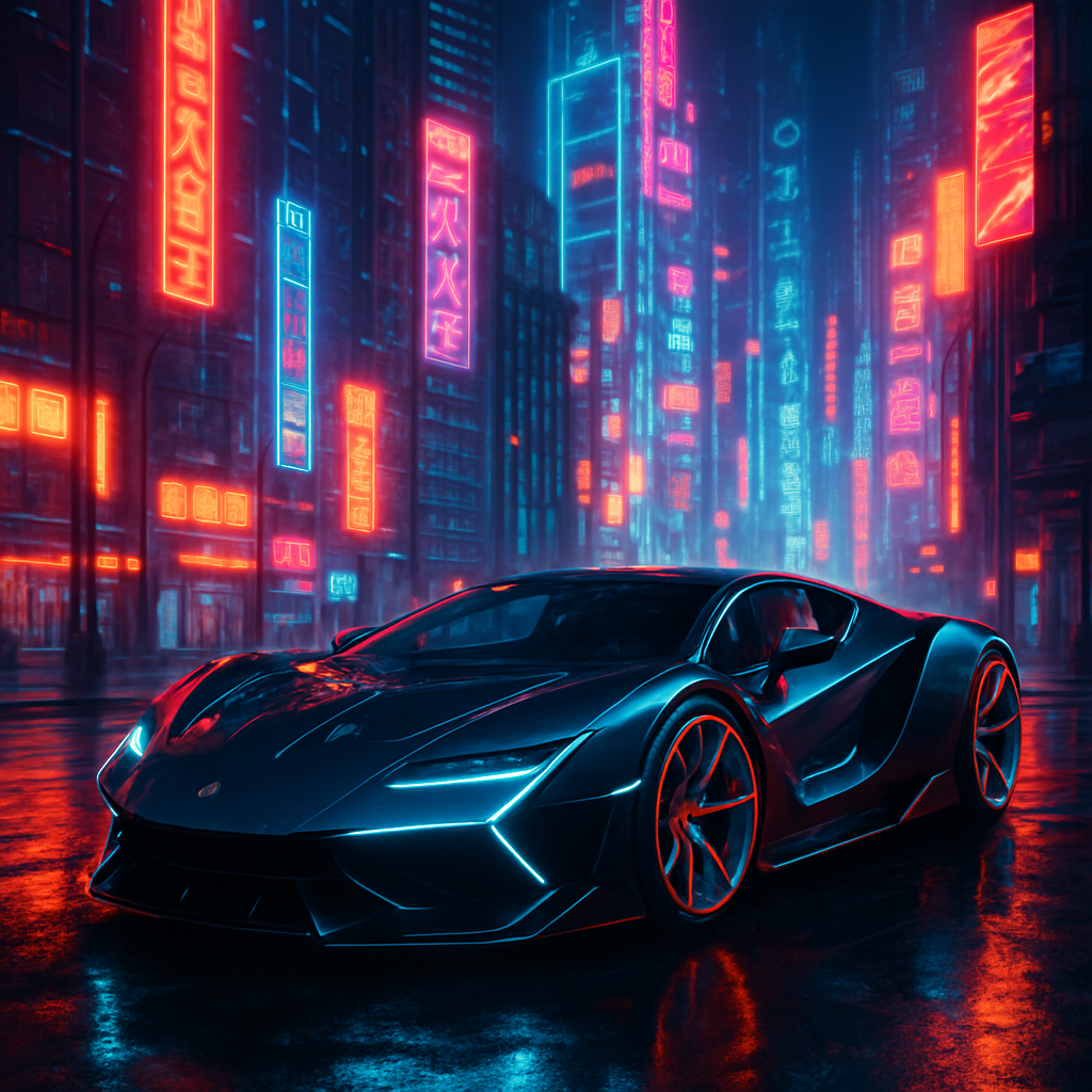 luxury futuristic sports car in ne
