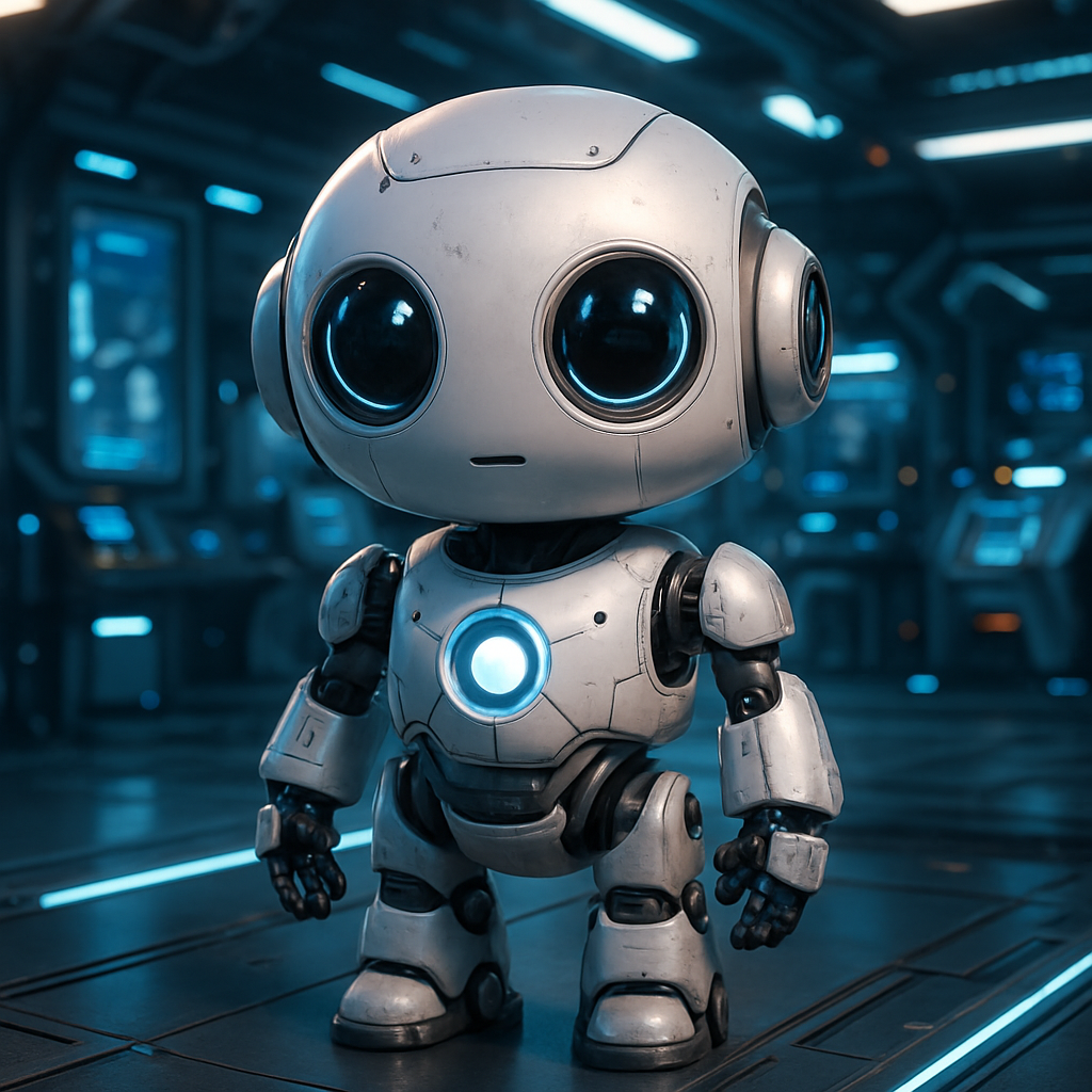 cute advanced robot in futuristic 